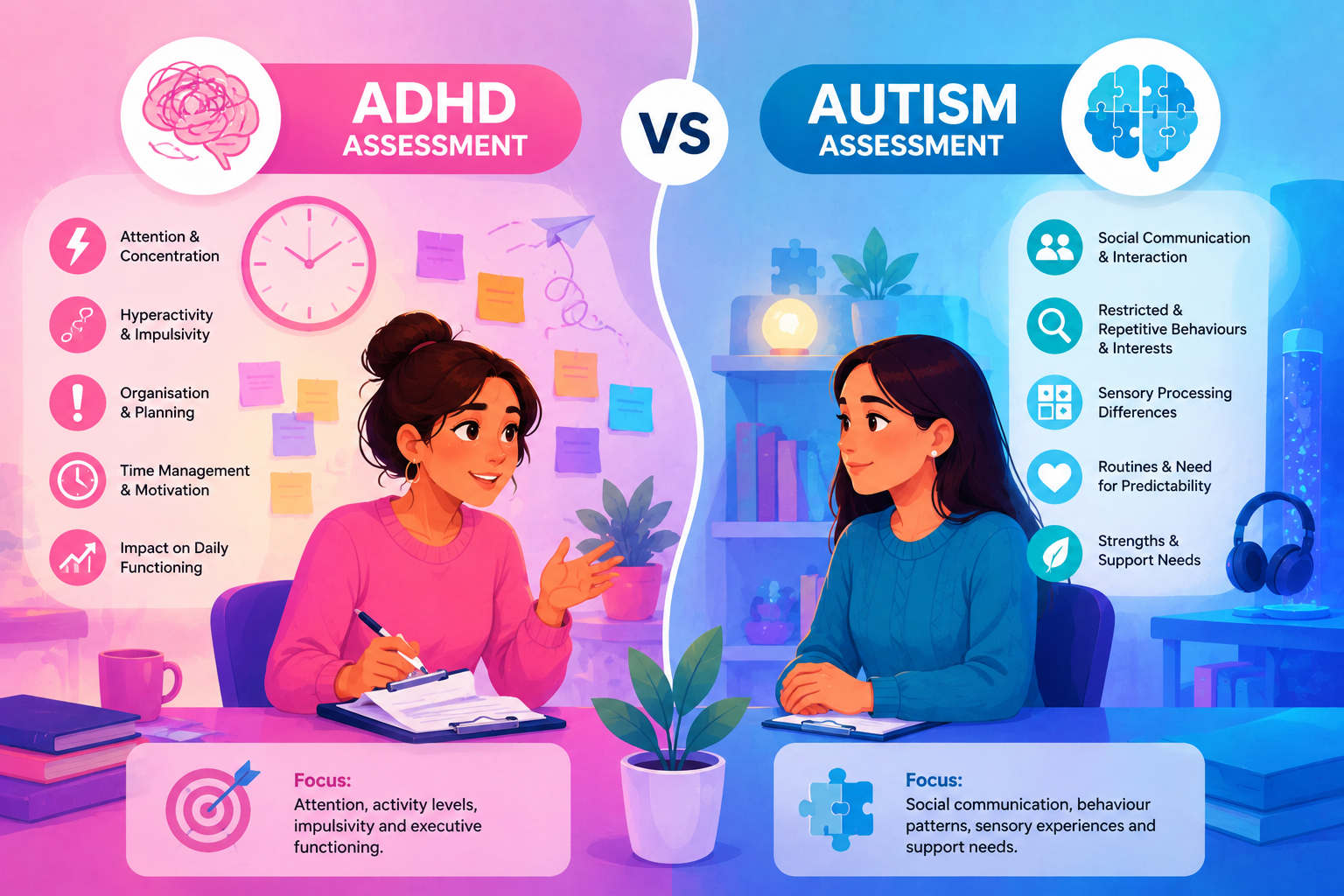 The difference between an ADHD assessment and an autism assessment